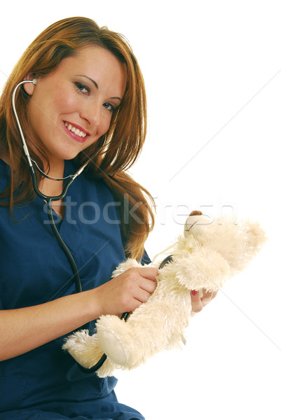 Pielęgniarki atrakcyjny kobieta lekarza szczęśliwy Zdjęcia stock © elvinstar
