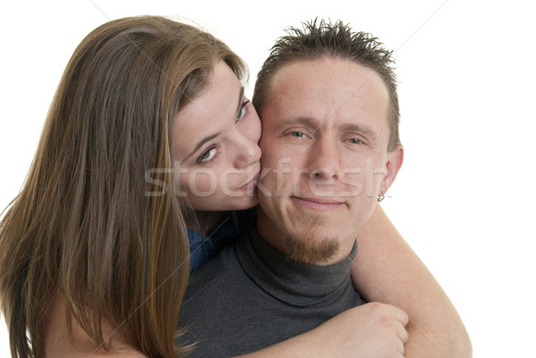 Foto stock: Jovem · amor · caucasiano · feminino · beijando · namorado