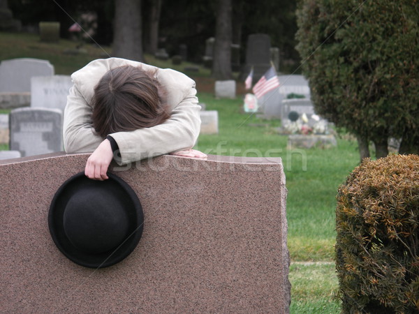 Fiatal nő család lány halál halott sír Stock fotó © elvinstar