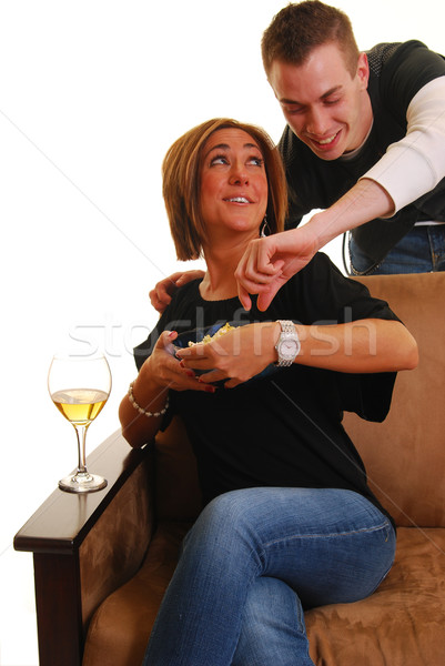 Foto stock: Palomitas · ladrón · hombre · hombro · mujer · familia