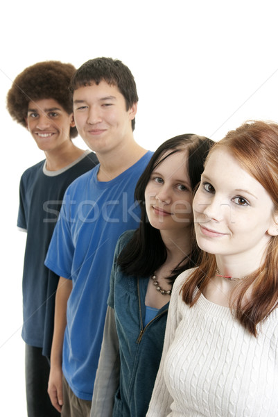 Etnicznych teen znajomych uśmiechnięty cztery nastolatków Zdjęcia stock © elvinstar