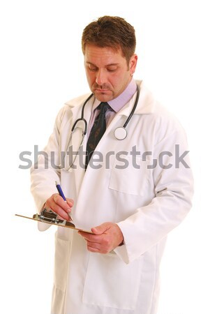 Foto stock: Médico · portapapeles · aislado · blanco · hombre · medicina