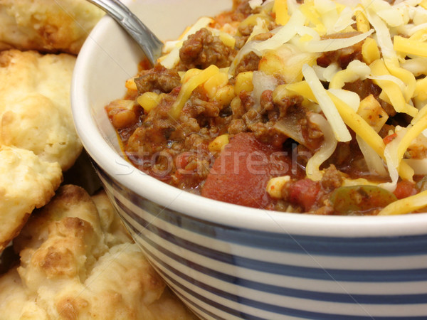 Comfort voedsel chili kaas lepel biscuits Stockfoto © elvinstar