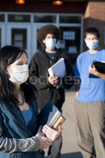 świnia grypa szkoły studentów różny etnicznych Zdjęcia stock © elvinstar