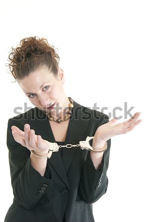 Arrêté séduisant jeune femme costume menottes justice Photo stock © elvinstar