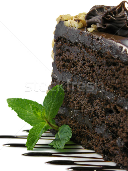 Bolo de chocolate branco prato chocolate molho Foto stock © elvinstar