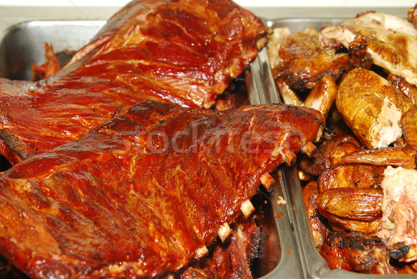 BBQ ribs and chicken in a buffet line Stock photo © elvinstar