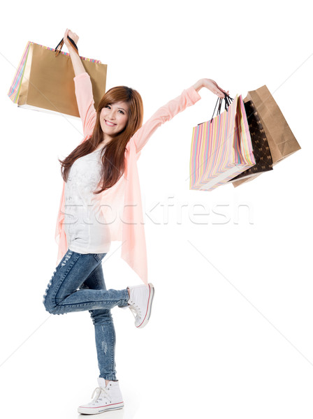 Cheerful shopping woman Stock photo © elwynn