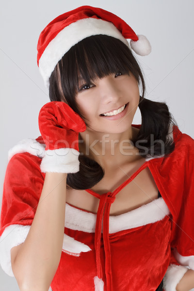 Cute Noël fille souriant visage heureux sourire Photo stock © elwynn