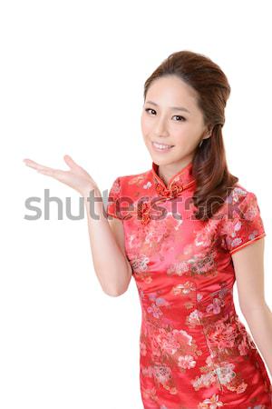Stock photo: Asian woman introduce
