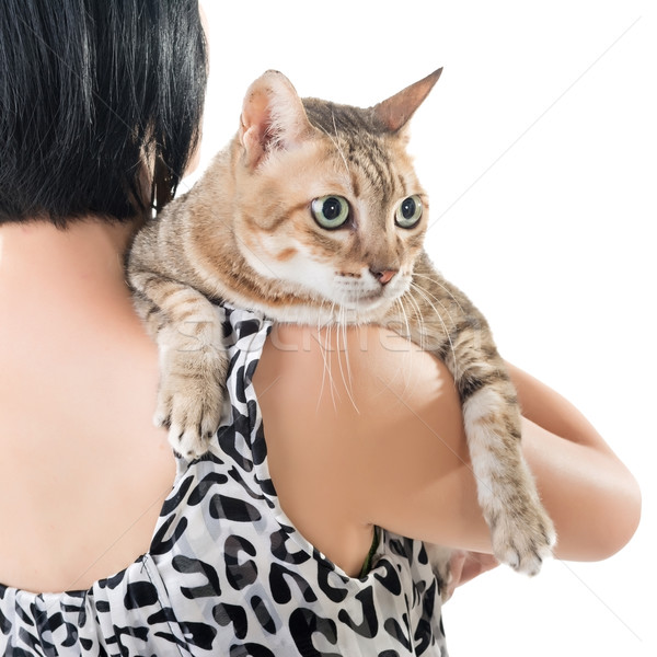 Asian woman hold her cat Stock photo © elwynn