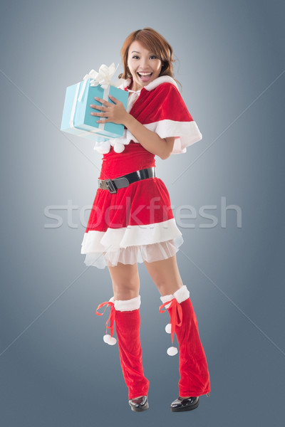 Foto stock: Sorrir · feliz · asiático · natal · menina · manter