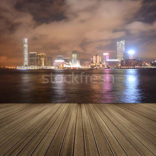 Victoria harbor in the night Stock photo © elwynn