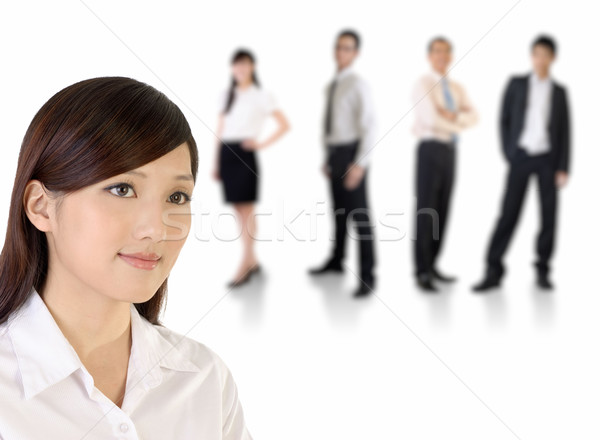 Foto stock: Jóvenes · mujer · de · negocios · equipo · blanco · mujer · oficina