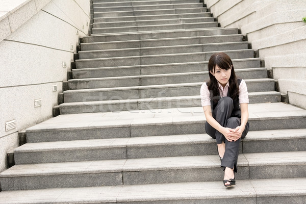 Anxieux femme d'affaires triste femme d'affaires à l'extérieur [[stock_photo]] © elwynn