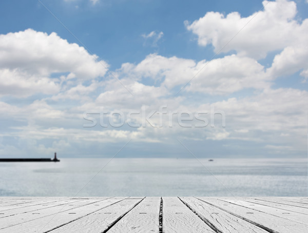 Meer Schreibtisch Tabelle leer Holz Deck Stock foto © elwynn