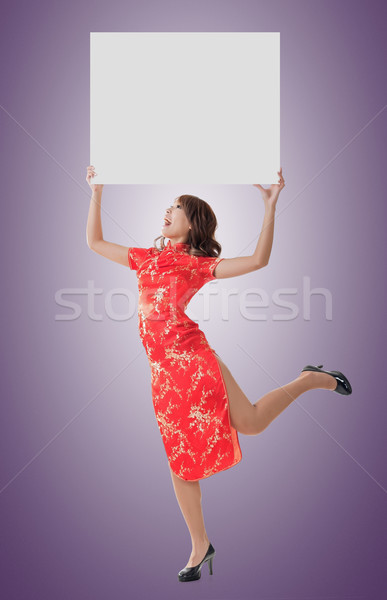 Chinese woman hold blank board Stock photo © elwynn