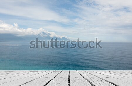 Meer Schreibtisch Tabelle leer Holz Deck Stock foto © elwynn