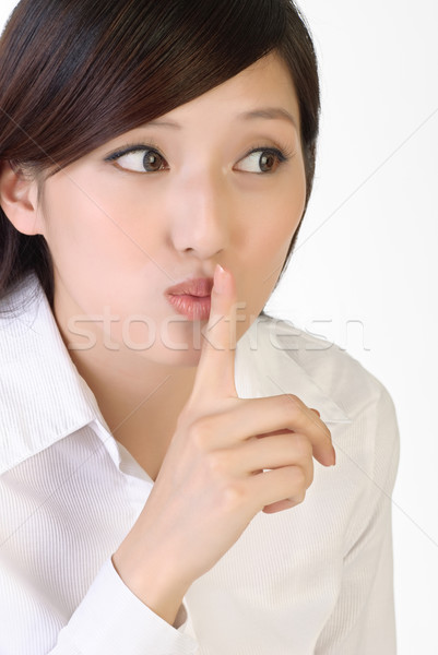 Silencioso retrato mulher de negócios assinar gesto Foto stock © elwynn