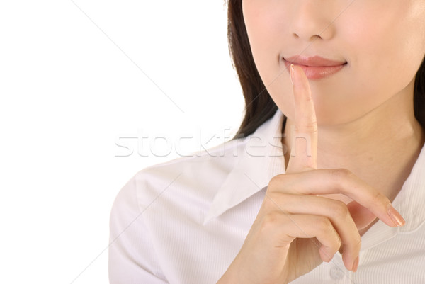 Silencieux signe geste femme d'affaires image [[stock_photo]] © elwynn