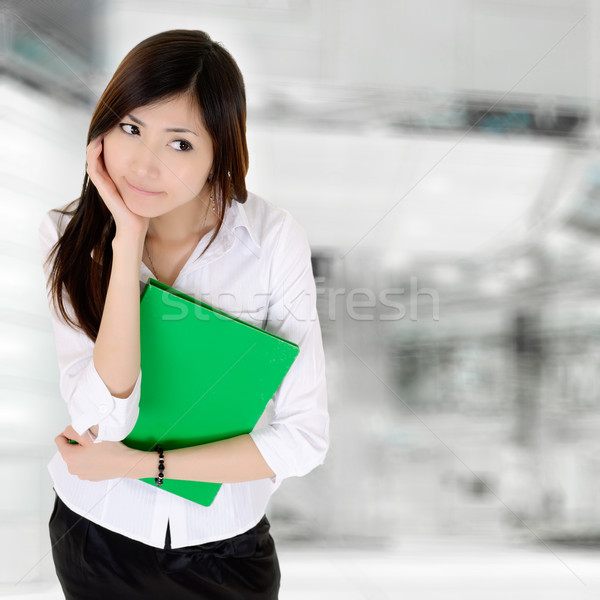 Myślenia asian business woman biuro działalności piękna Zdjęcia stock © elwynn