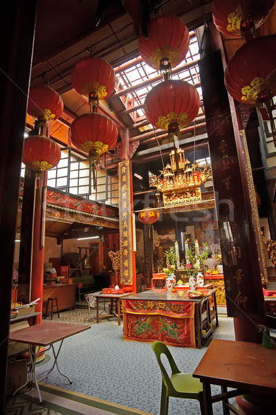 Chinese boeddhisme tempel interieur schorsing Rood Stockfoto © elwynn