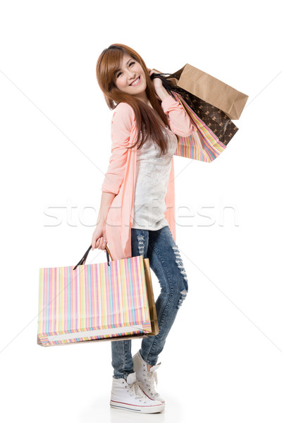 Cheerful shopping woman Stock photo © elwynn