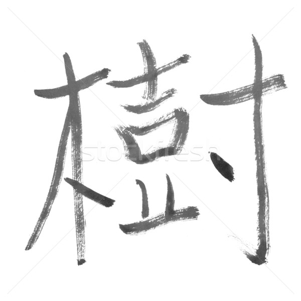 Albero tradizionale cinese calligrafia arte isolato Foto d'archivio © elwynn