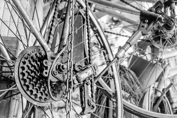 Close up part of old bicycle Stock photo © elwynn