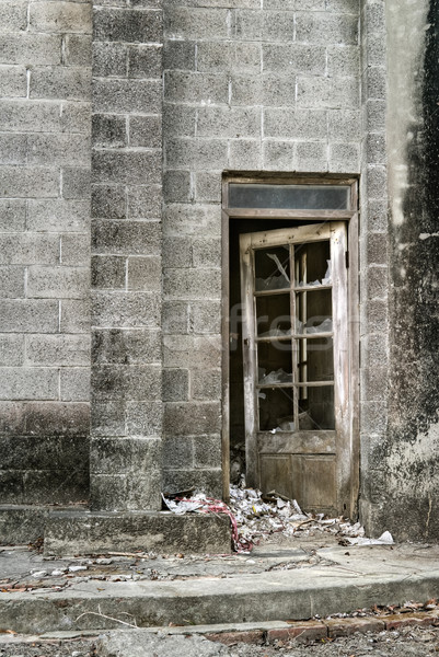 Stock foto: Verwüstung · alten · Wand · Wüste · Fenster · Tür