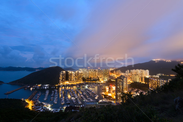 Hong Kong haven wolkenkrabbers asia reizen Stockfoto © elwynn