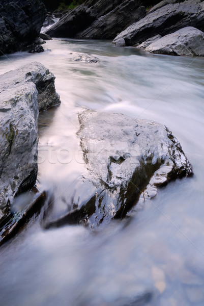 Stock photo: beautiful river flow over the stone