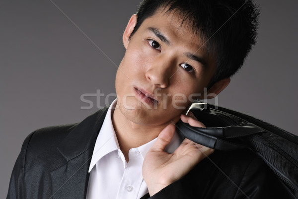 Foto stock: Melancólico · jóvenes · empresario · primer · plano · retrato · Asia