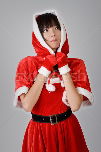 Natale ragazza asian guardando grigio studio Foto d'archivio © elwynn