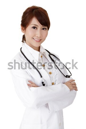 Foto stock: Amistoso · médico · Asia · primer · plano · retrato · blanco