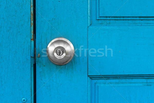 Tür Knopf blau alten Silber Haus Stock foto © elwynn