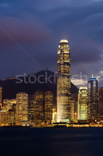 Night scenes of Victoria harbor in Hong Kong Stock photo © elwynn