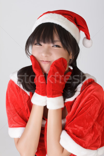 Liebenswert Weihnachten Mädchen lustiges Gesicht glücklich Gesicht Stock foto © elwynn