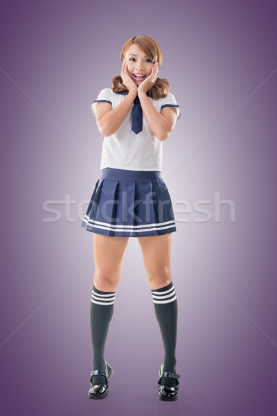 Japanese style school girl in sailor suit Stock photo © elwynn