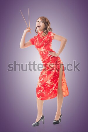 Chinese cheongsam girl Stock photo © elwynn