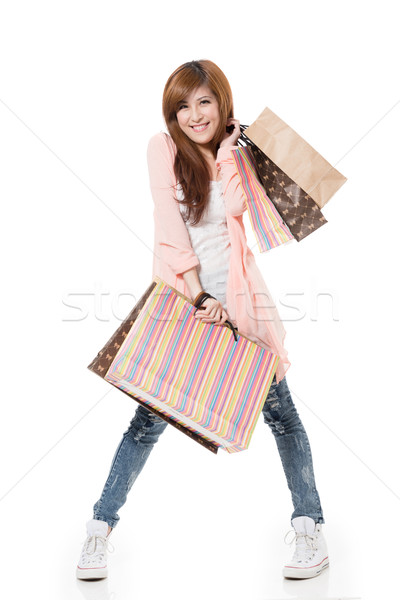 Cheerful shopping woman Stock photo © elwynn