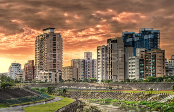 Foto stock: Ver · cidade · paisagem · edifícios · parque