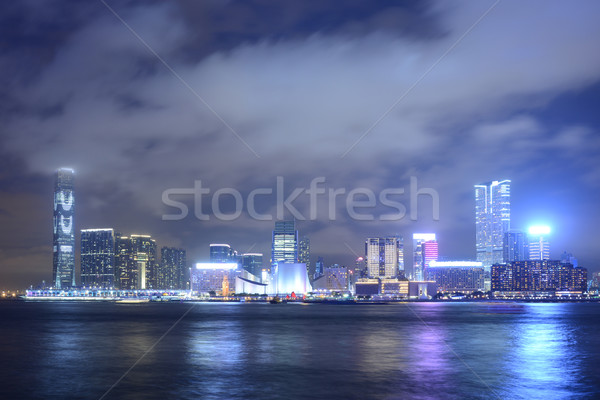 Victoria harbor in the night Stock photo © elwynn