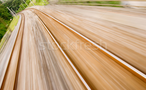 Feroviar urmări mare viteza peisaj tren Imagine de stoc © elwynn