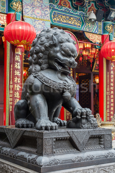 Foto stock: Leão · estátua · pecado · templo · Hong · Kong · Ásia