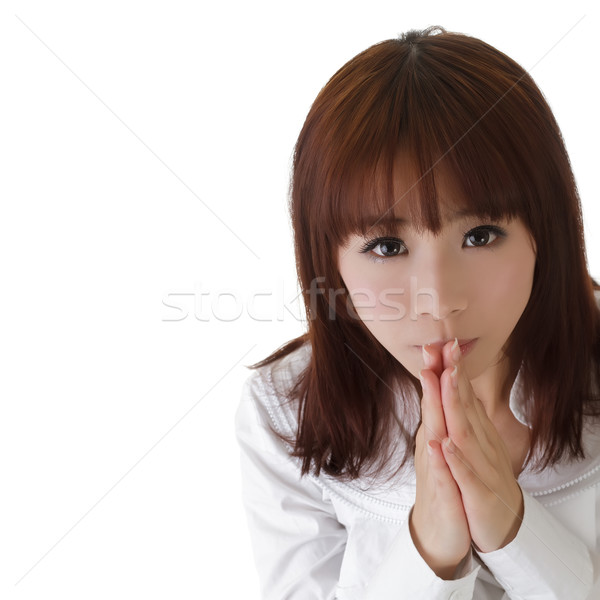 Chica atractiva orar primer plano retrato Asia mujer de negocios Foto stock © elwynn