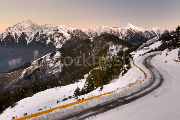 Stok fotoğraf: Dağ · gece · kar · buz · yol · Tayvan