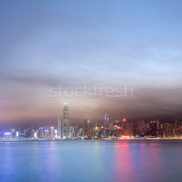 night scenes of Victoria harbor Stock photo © elwynn