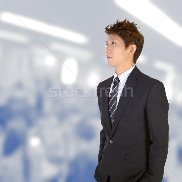 Foto stock: Preocupado · jovem · bonito · executivo · asiático · escritório