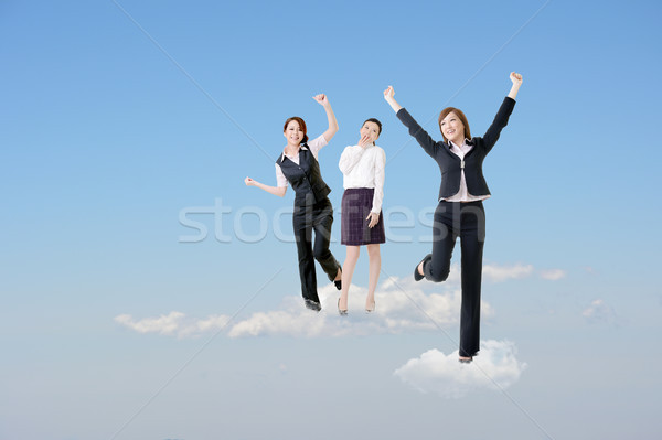 Feliz nuvem trabalhar alegre três asiático Foto stock © elwynn